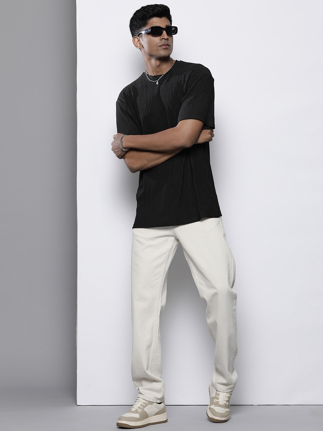 boohooMAN Oversized Ribbed T-shirt