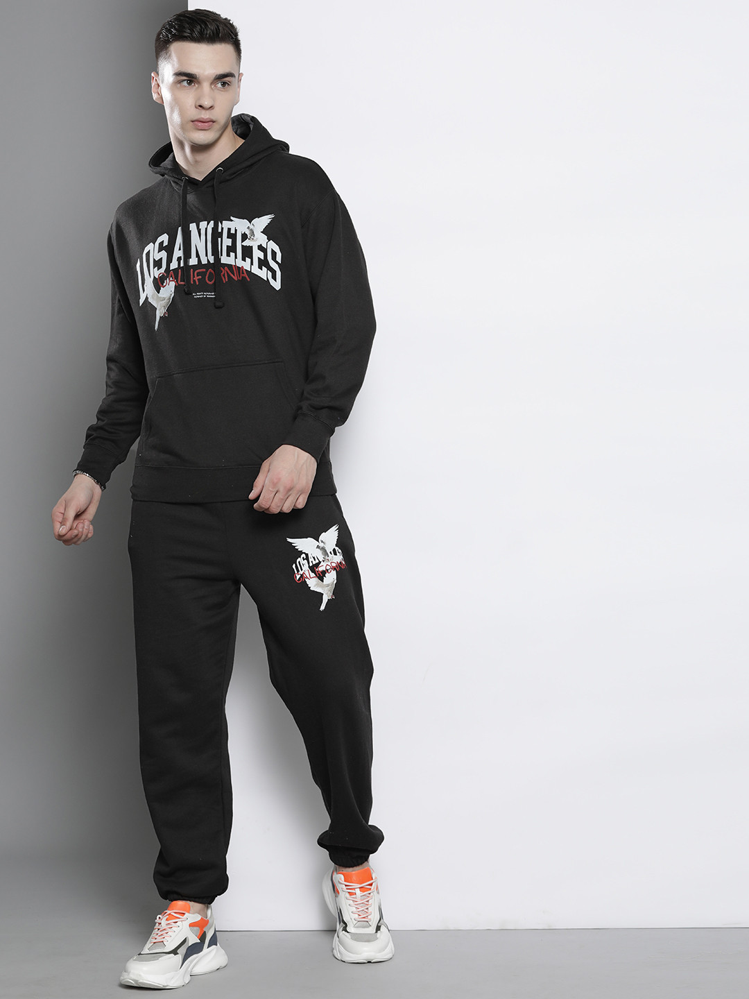 boohooMAN Typography Detailed Hooded Oversized Tracksuits