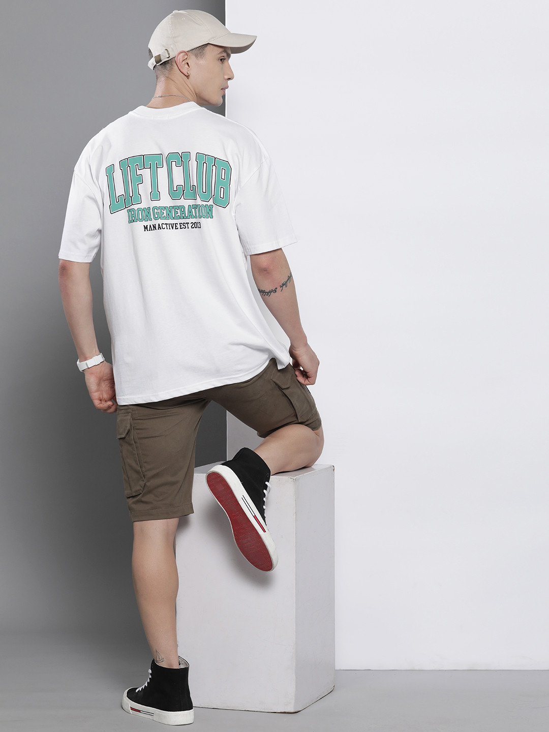 boohooMAN Back Printed Pure Cotton Oversized T-shirt