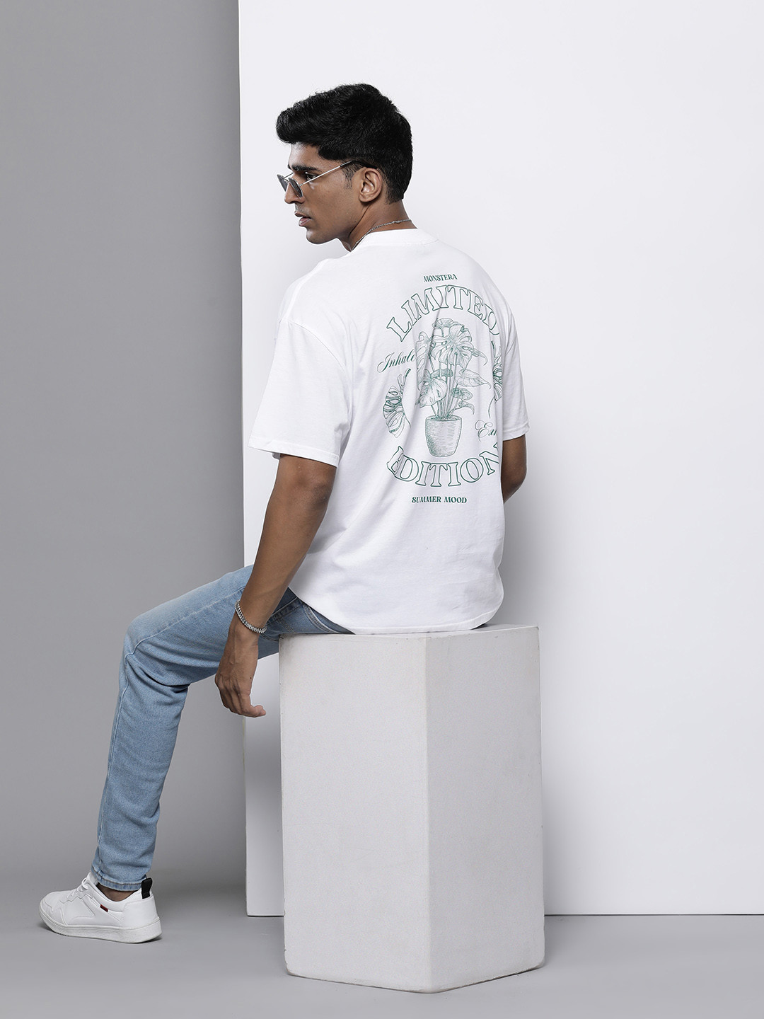 boohooMAN Back Floral Print Pure Cotton Oversized T-shirt