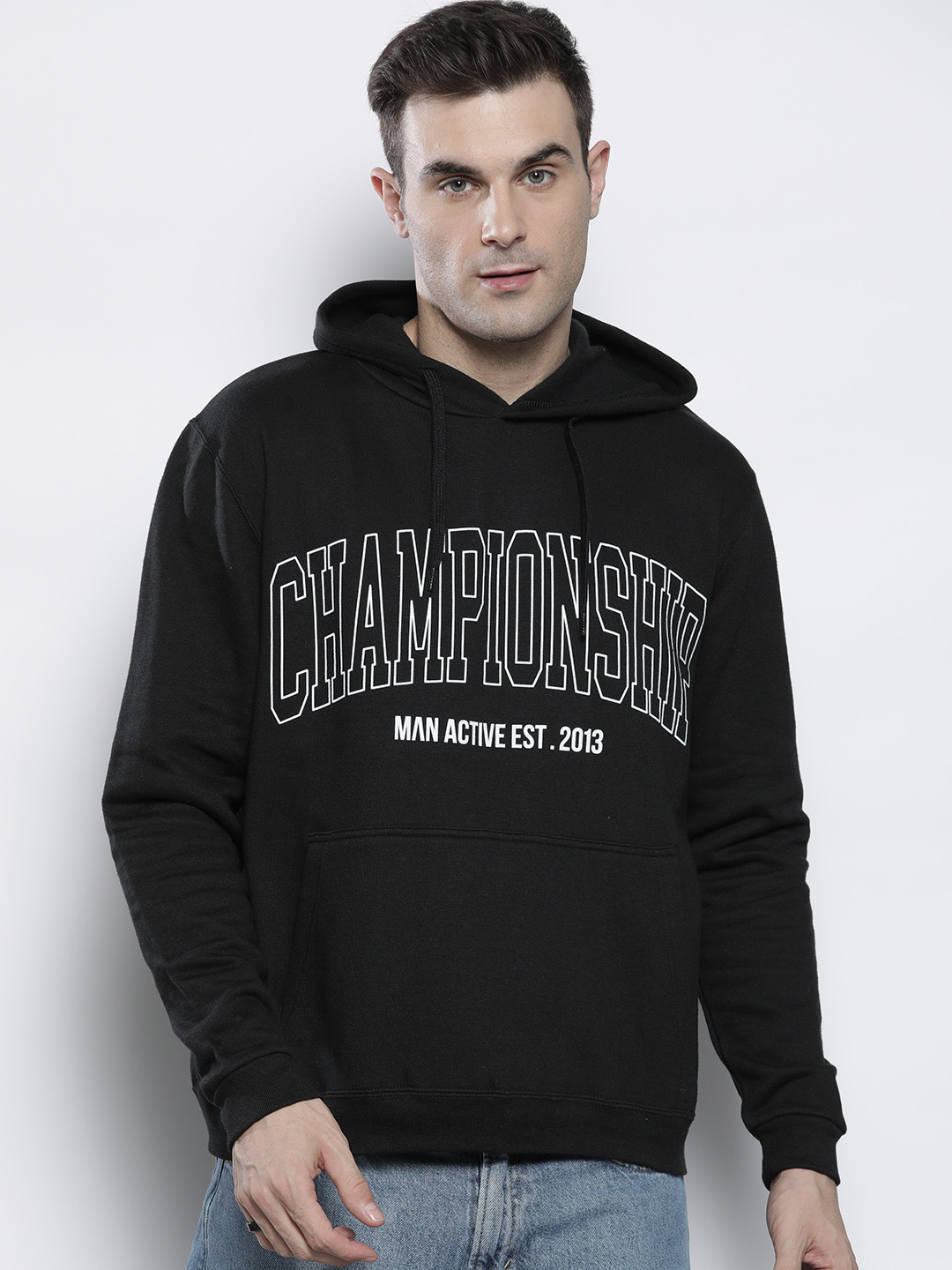 boohooMAN Oversized Championship Printed Hooded Sweatshirt