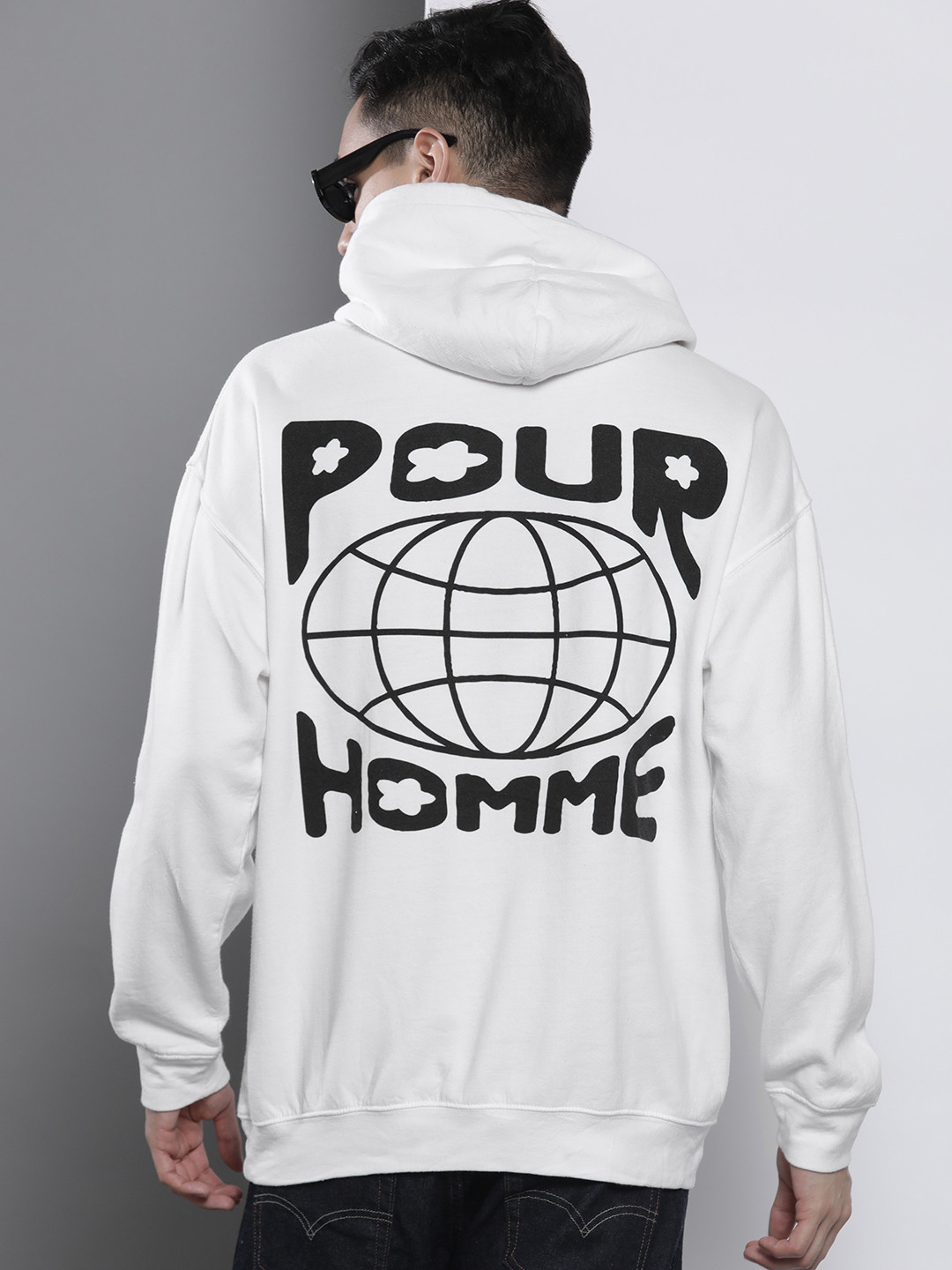 boohooMAN Back Print Hooded Oversized Sweatshirt