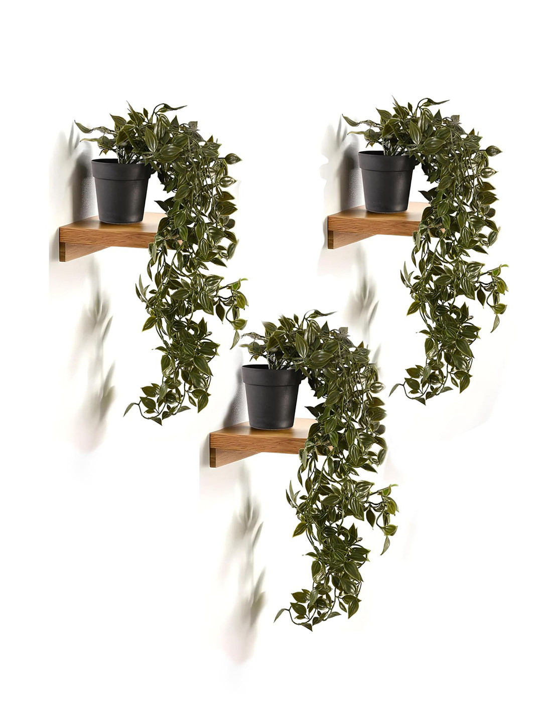 Kuber Industries Green & Black 3 Pieces Fake Plants With Pot