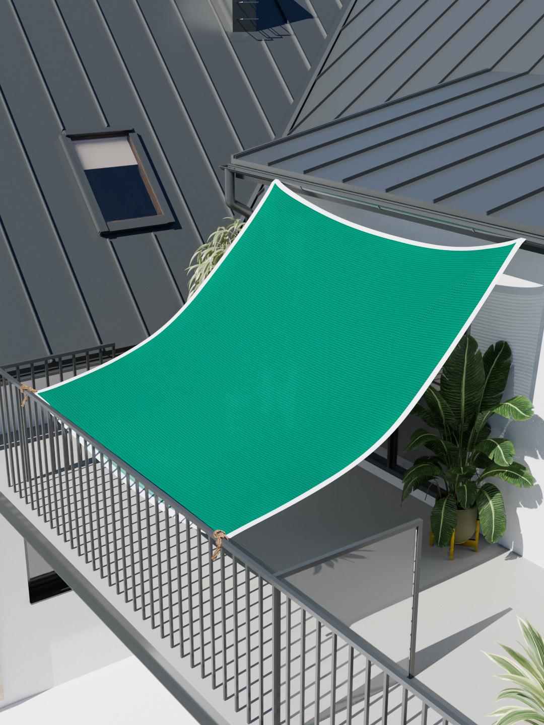 Kuber Industries Green Permeable UV Block Fabric PVC Sun Shade Sail Square Canopy Net