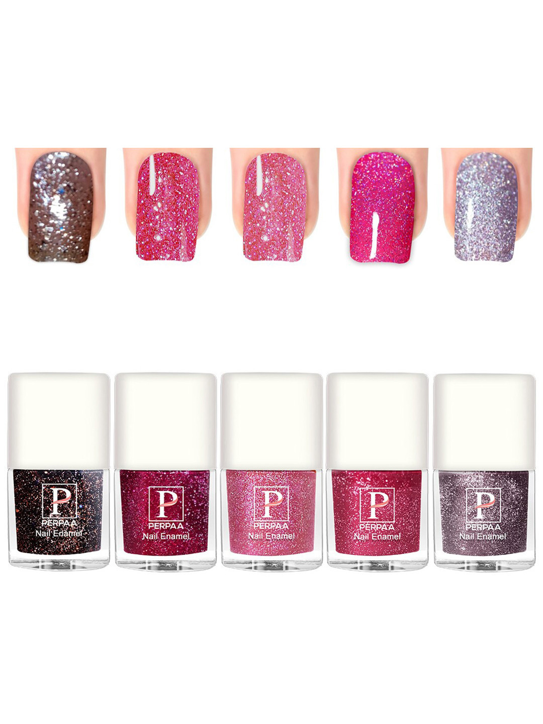 PERPAA Set Of 6 Glitter Light Flashing Sparkly UV Gel Nail Polish -5ml Each-95-96-97-98-94