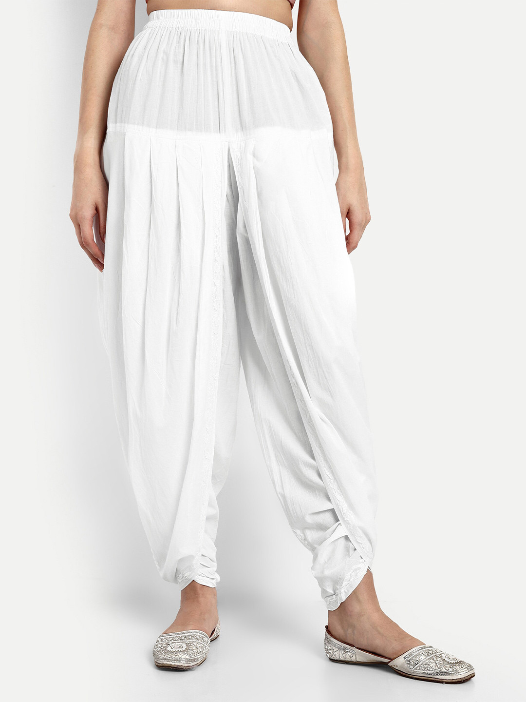 Indiankala4u Women Chikankari Embroidered Cotton Dhoti Pants