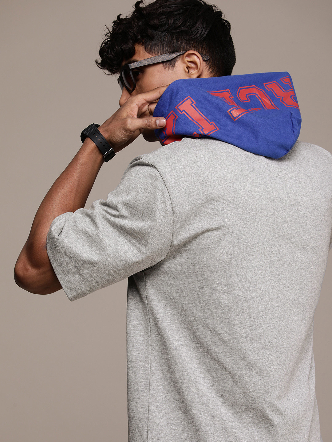 FORCE IX Men Solid Oversized Hooded T-shirt