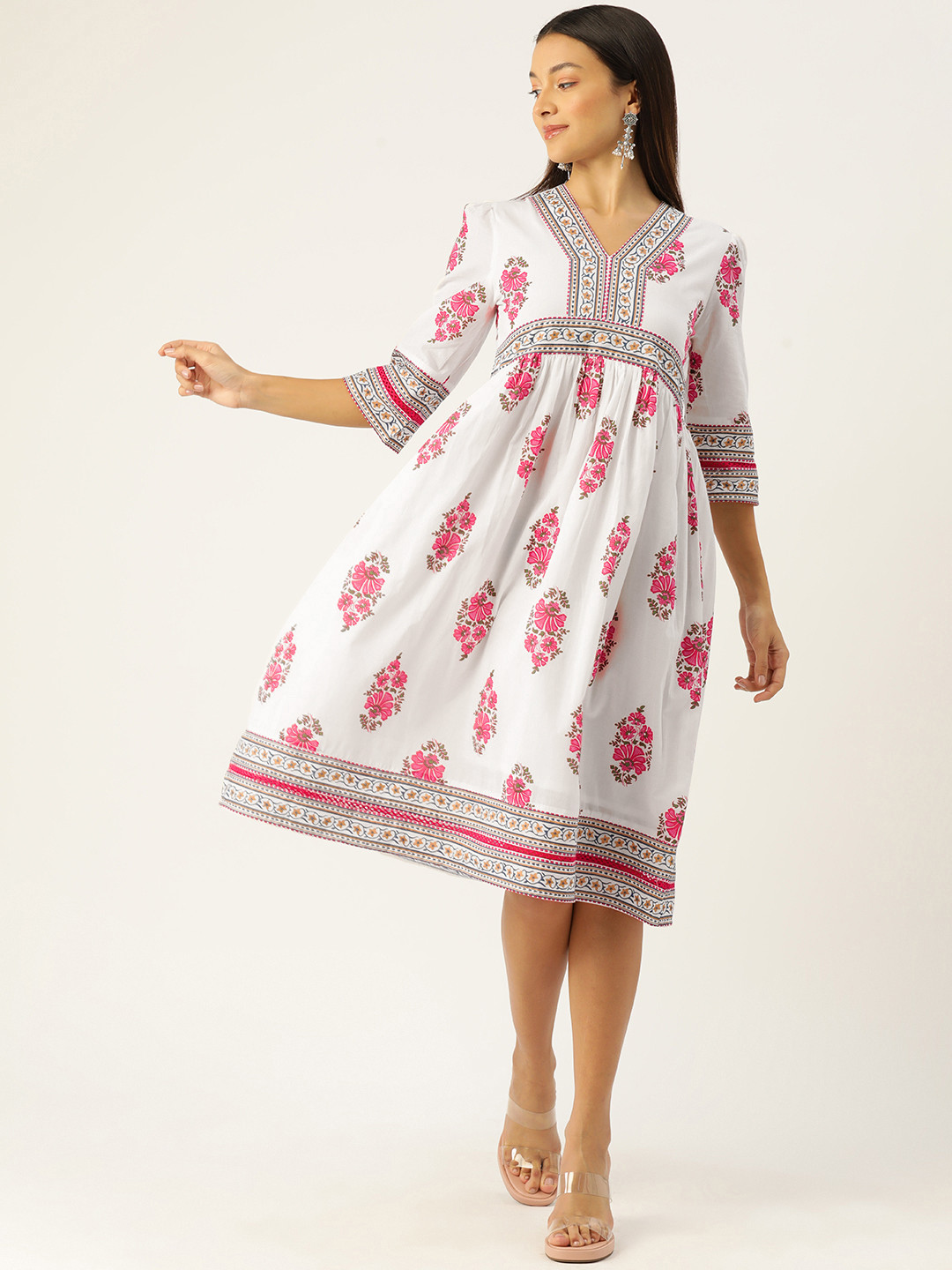 MISRI Floral Printed A-Line Dress