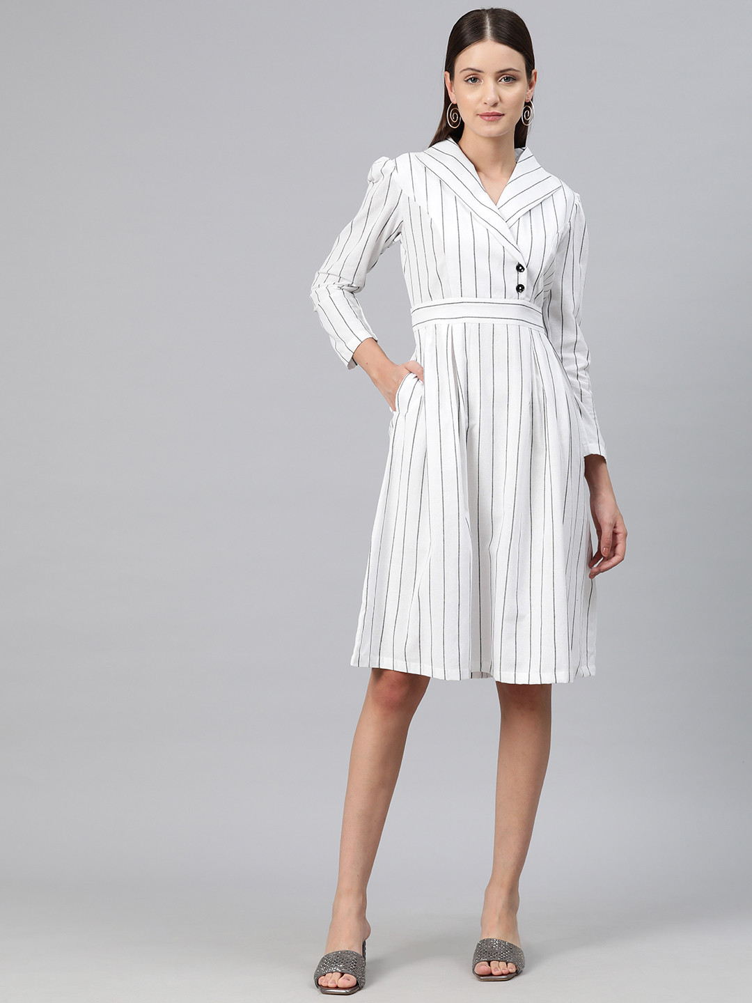 Cottinfab Striped Wrap Dress