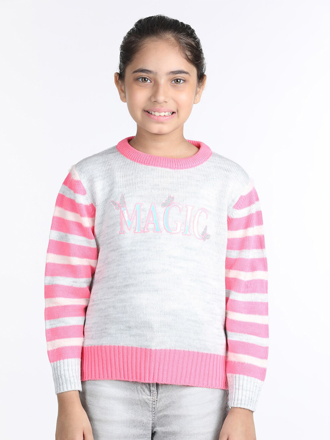 Wingsfield Girls Self Design Acrylic Pullover