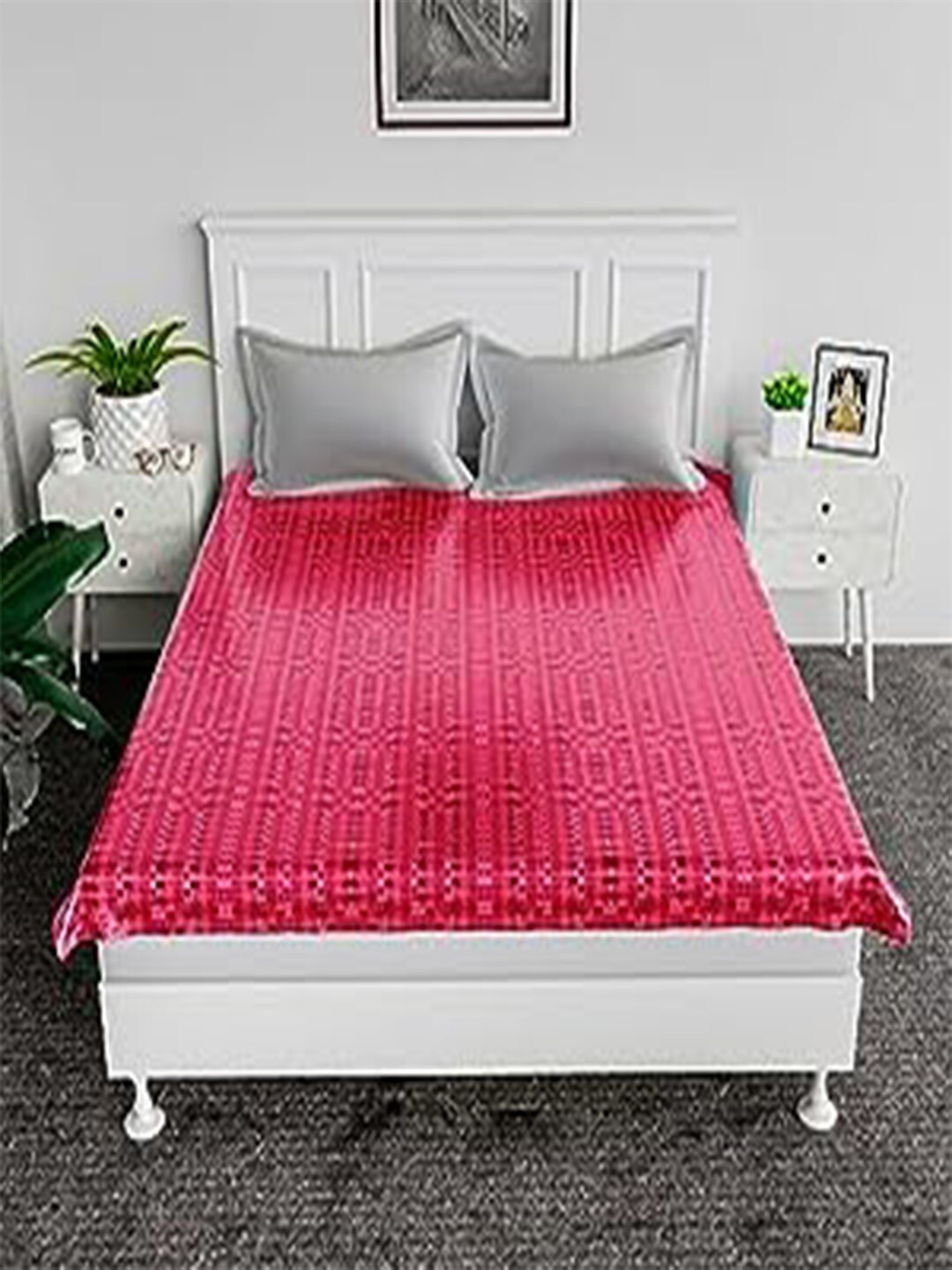 Kuber Industries Pink Dust Proof Breathable Cotton Mattress Protector