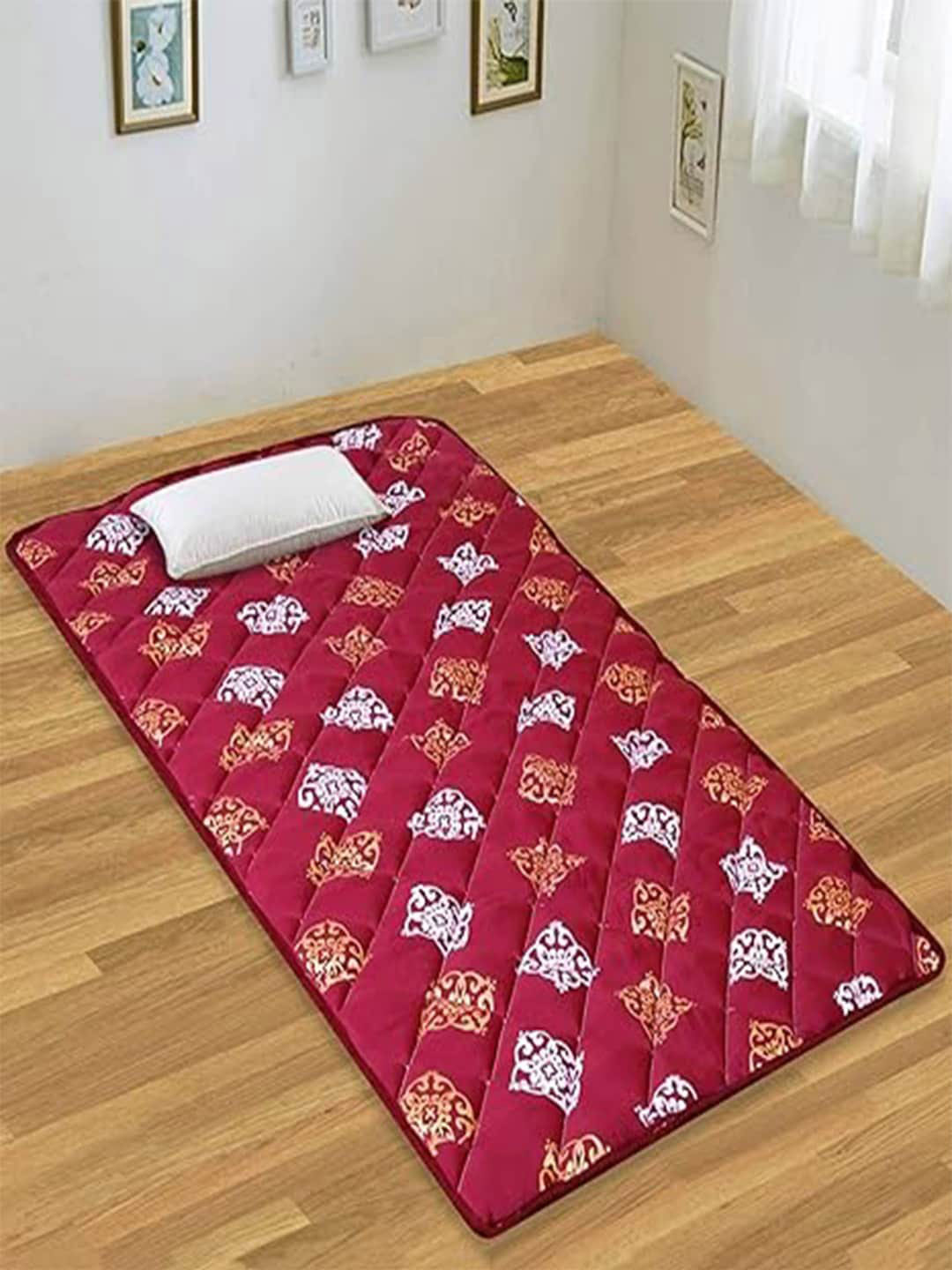 Kuber Industries Maroon Printed Memory Foam Waterproof Mattress Protector