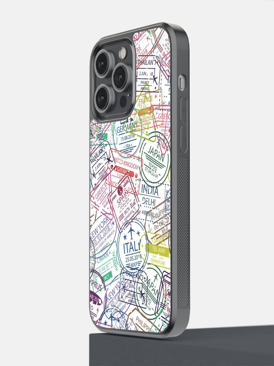 macmerise Immigration Stamps iPhone 14 Pro Max Bumper Case Cover