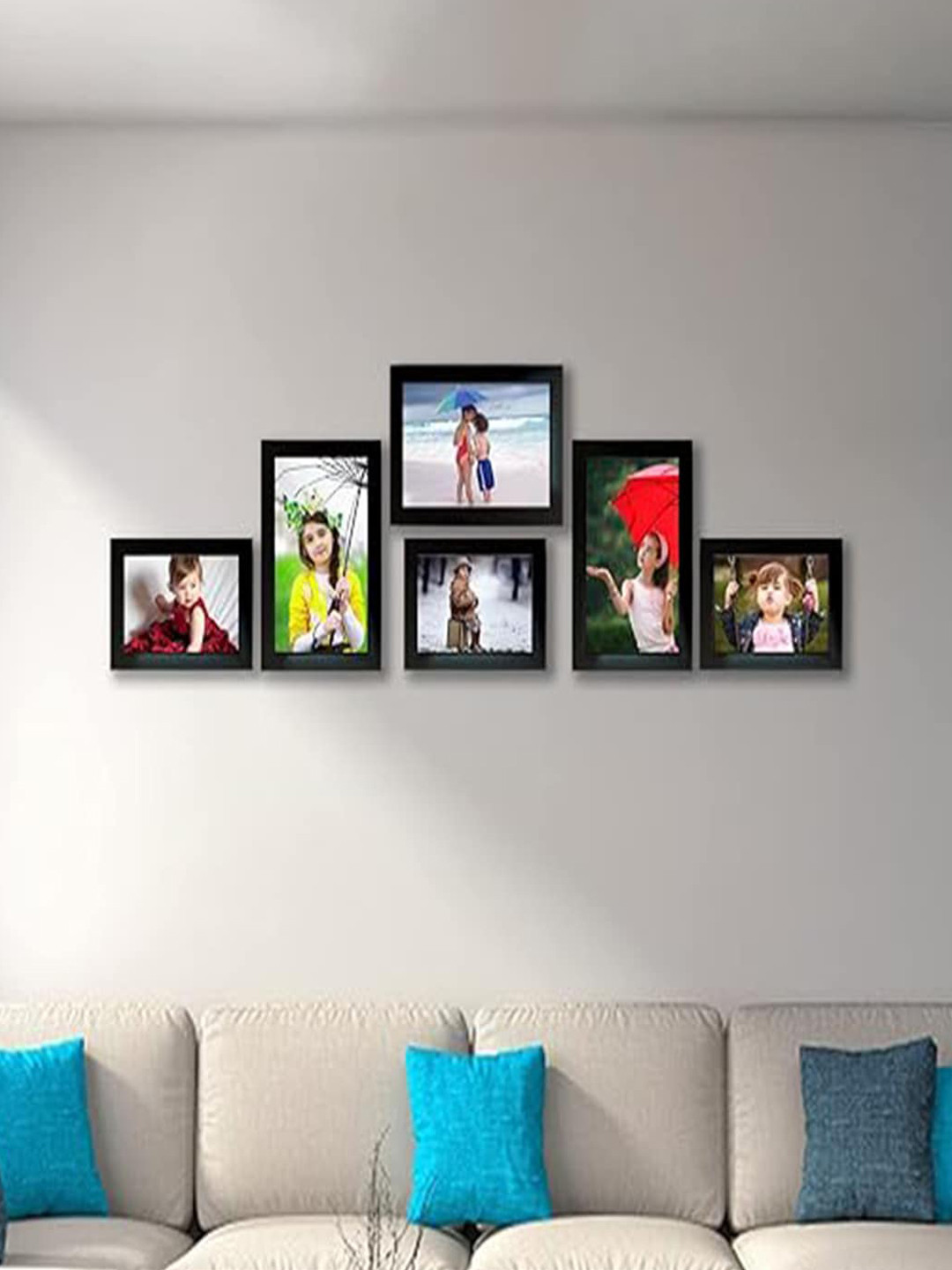 Kuber Industries Black 6 Pieces Wooden Photo Frames