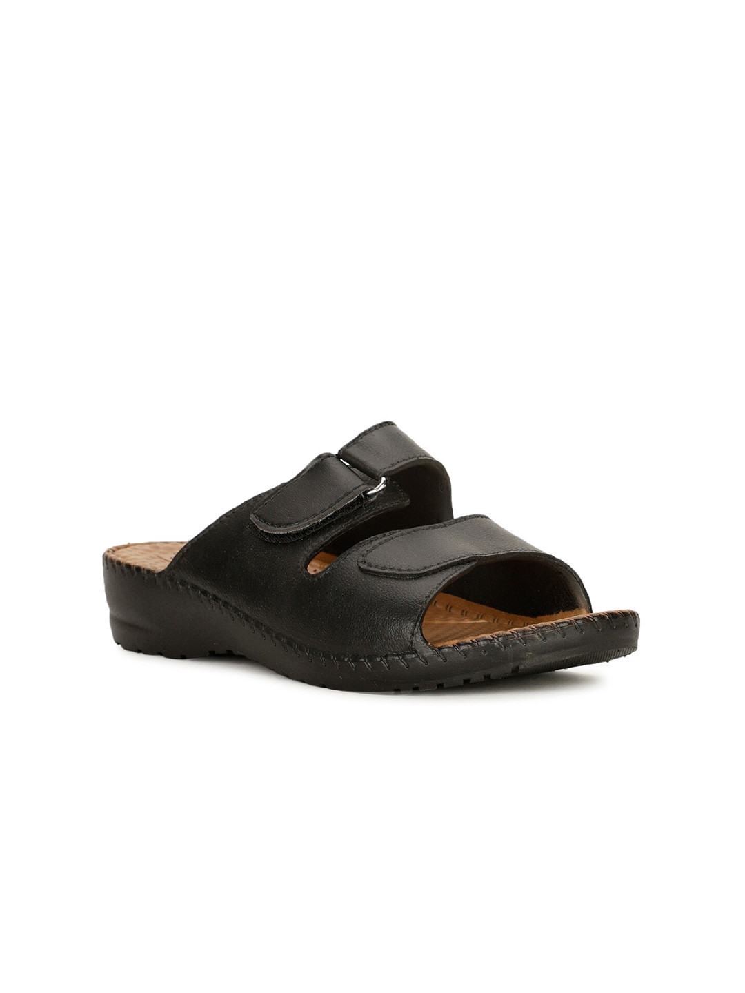 Bata Black PU Wedge Sandals