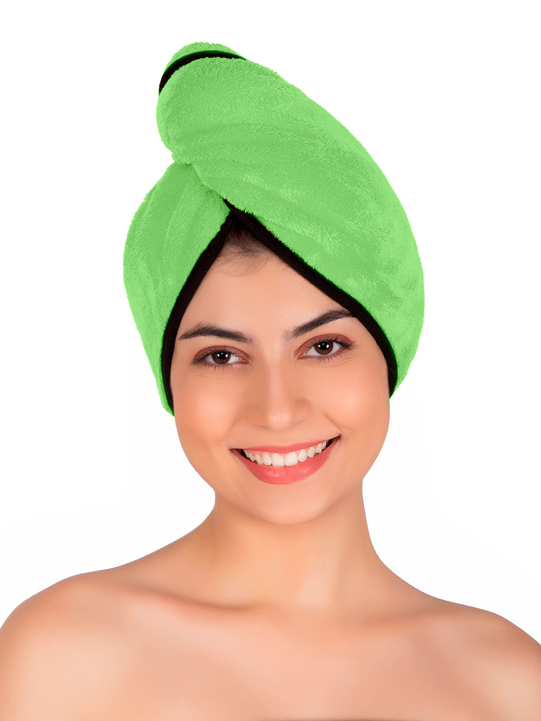 Softspun Microfiber Green Anti-Bacterial 300 GSM Hair Drying Wrap Towel