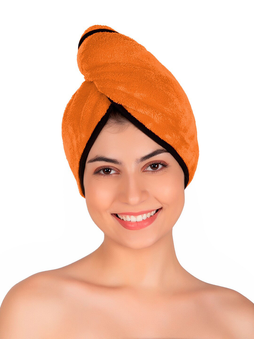 Softspun Microfiber Brown & Black Anti-Bacterial 300 GSM Hair Drying Wrap Towel