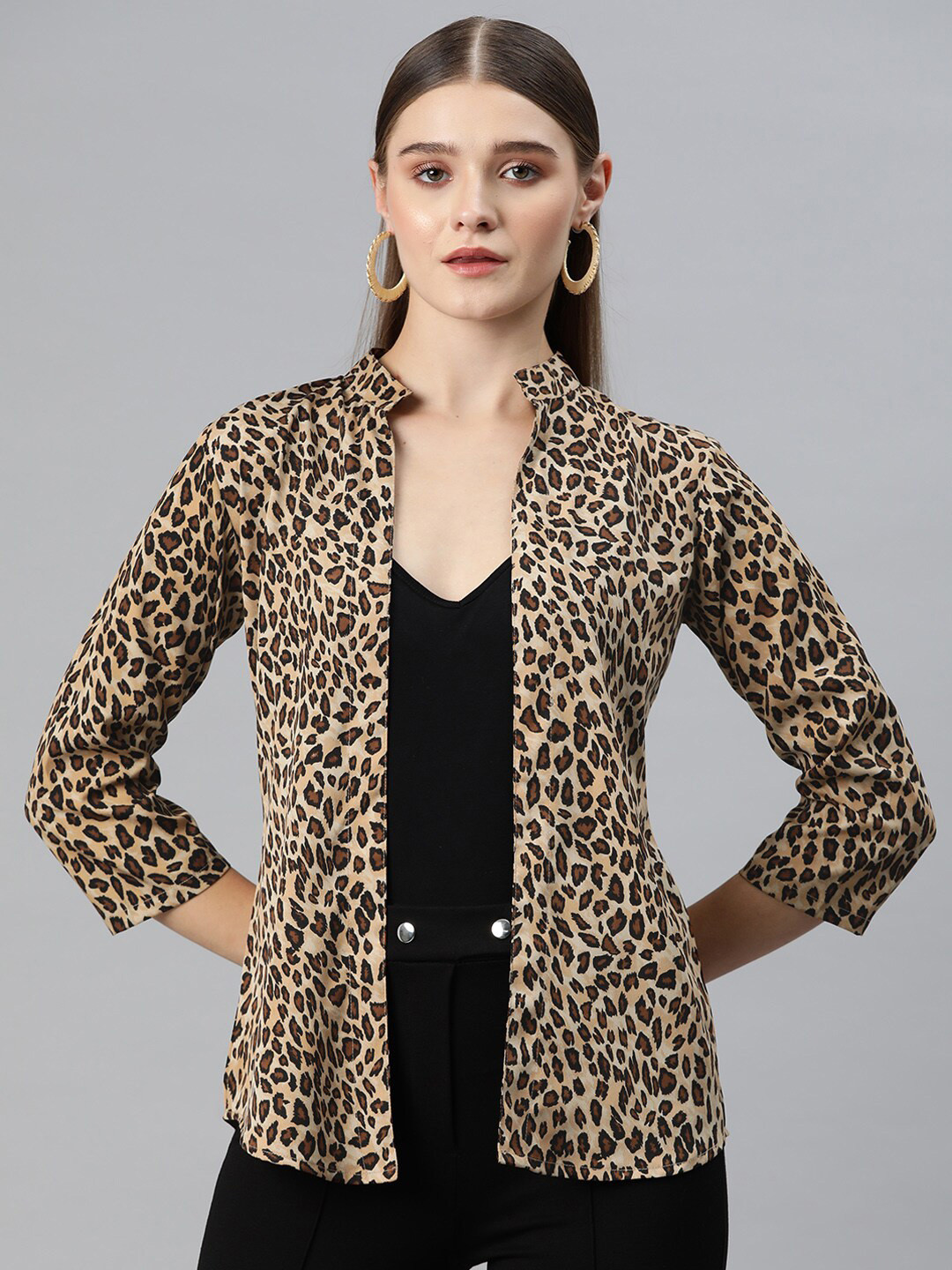 Cottinfab Animal Printed Front Open Shrug