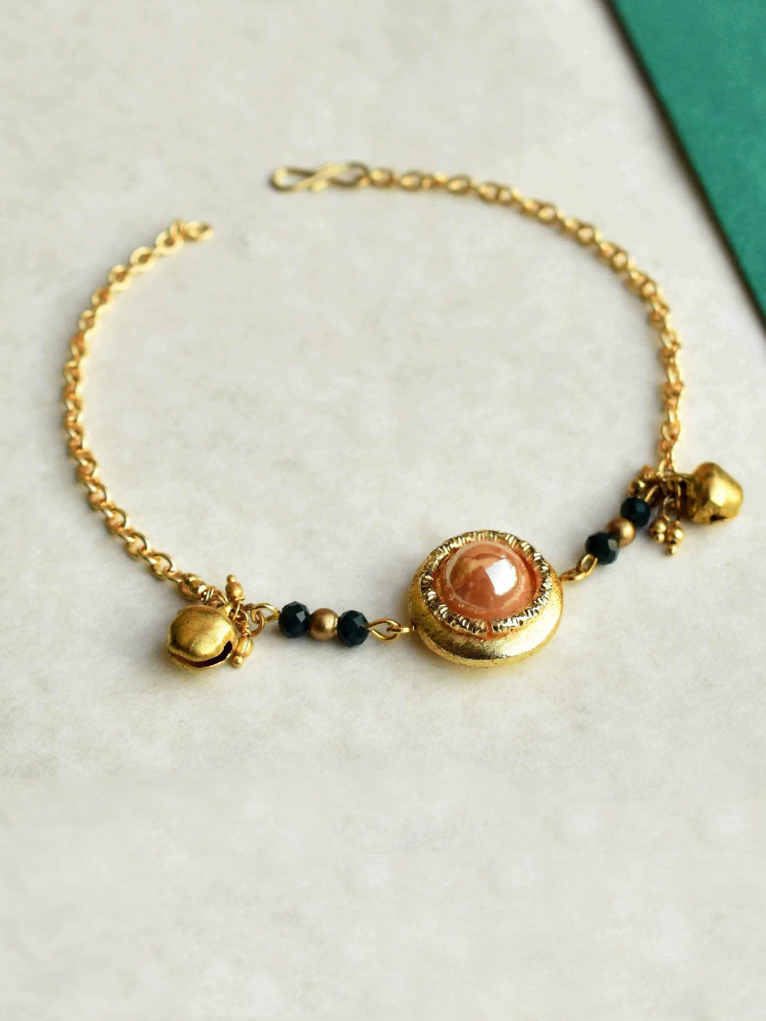 BeAbhika Set Of 2 Bud Blossom Stone Studded & Beaded Anklets