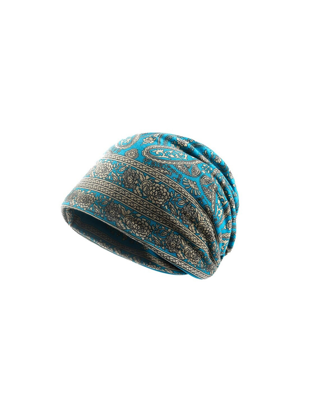Alexvyan Blue Ethnic Motifs Printed Beanie Winter Cap
