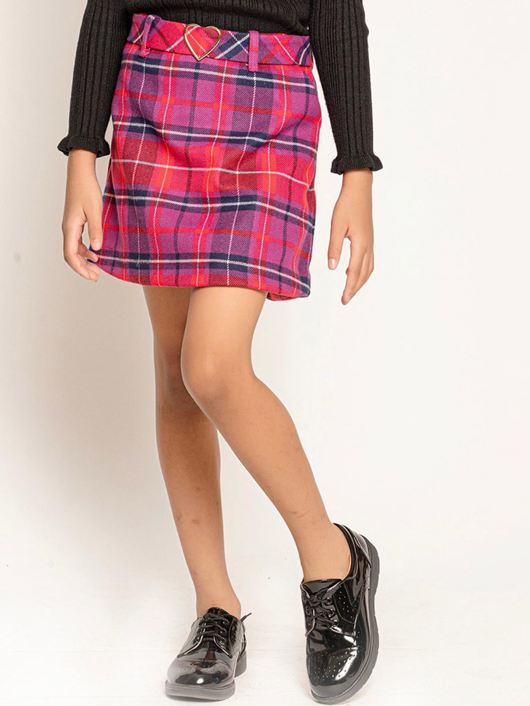 One Friday Girls Checked A-Line Mini Skit