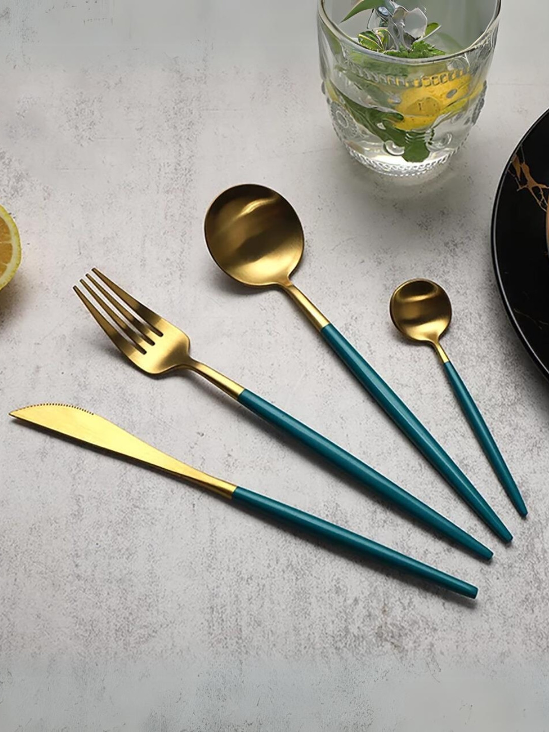 YELONA Green 4 Pieces Stainless Steel Cutlery