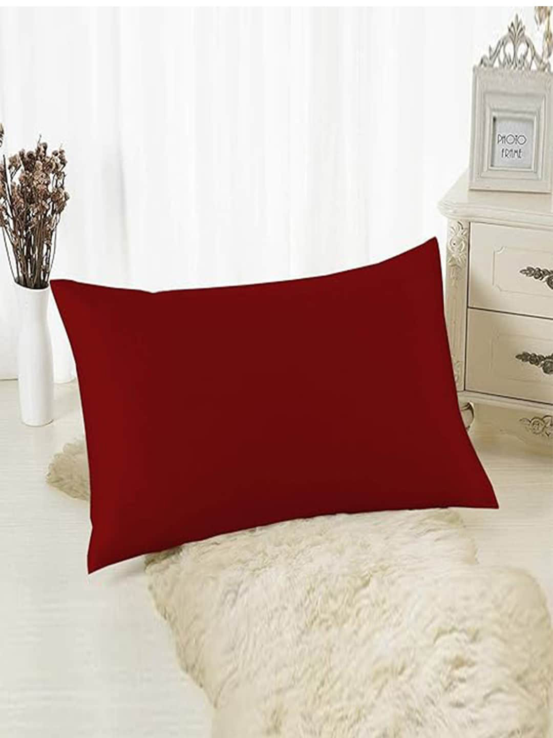 Kuber Industries Maroon Solid Cotton Adjustable Soft Fibre Sleep Pillow-80 x 60 x 40 cm