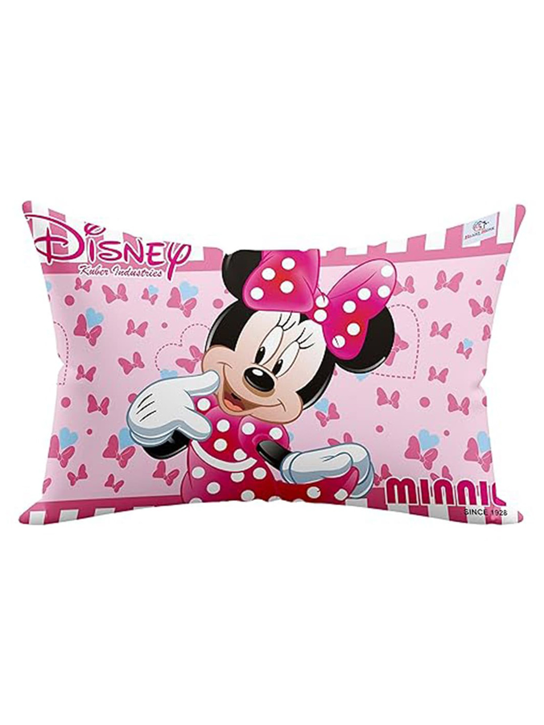 Kuber Industries Disney Pink Cartoon Characters Cotton Medium Cotton Sleep Pillow-45 x 30 cm