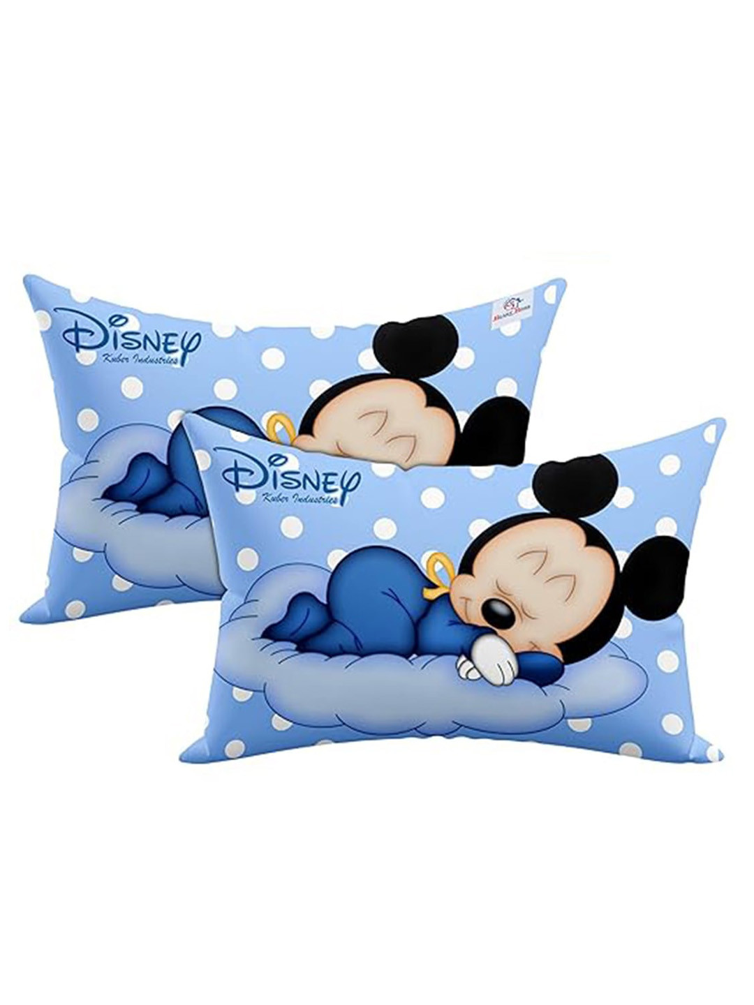 Kuber Industries Toddler Blue Cartoon Characters Cotton Set of 2 Medium Cotton Baby Pillow-45 x 30 cm
