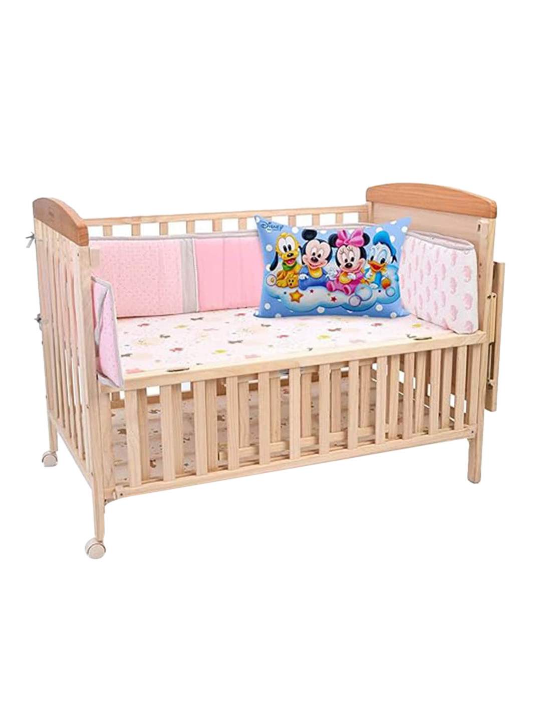 Kuber Industries Disney Blue Cartoon Characters Cotton Medium Cotton Baby Pillow-43 x 31 cm