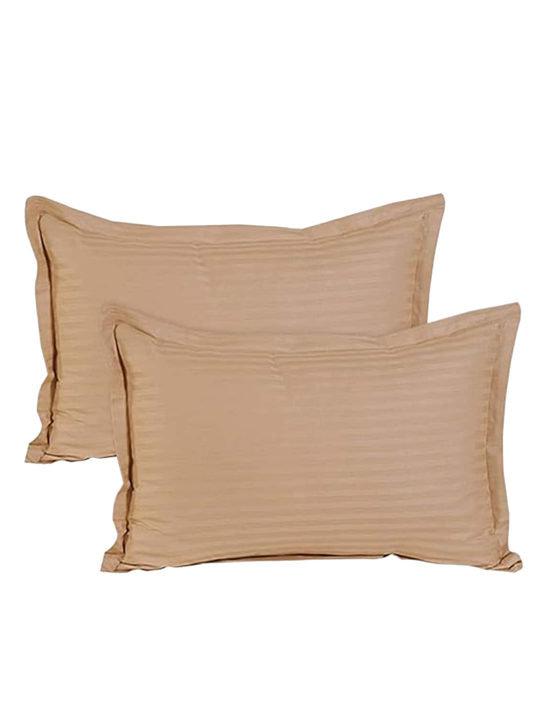 Kuber Industries Light Brown 2 Pieces Striped Cotton Pillow Covers