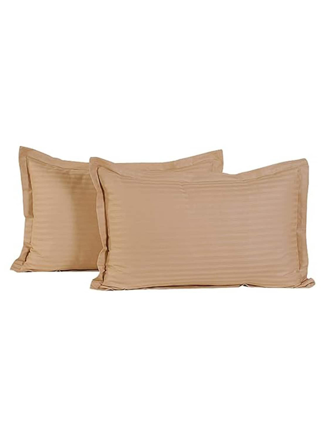 Kuber Industries Light Brown 2 Pieces Striped Cotton Pillow Covers