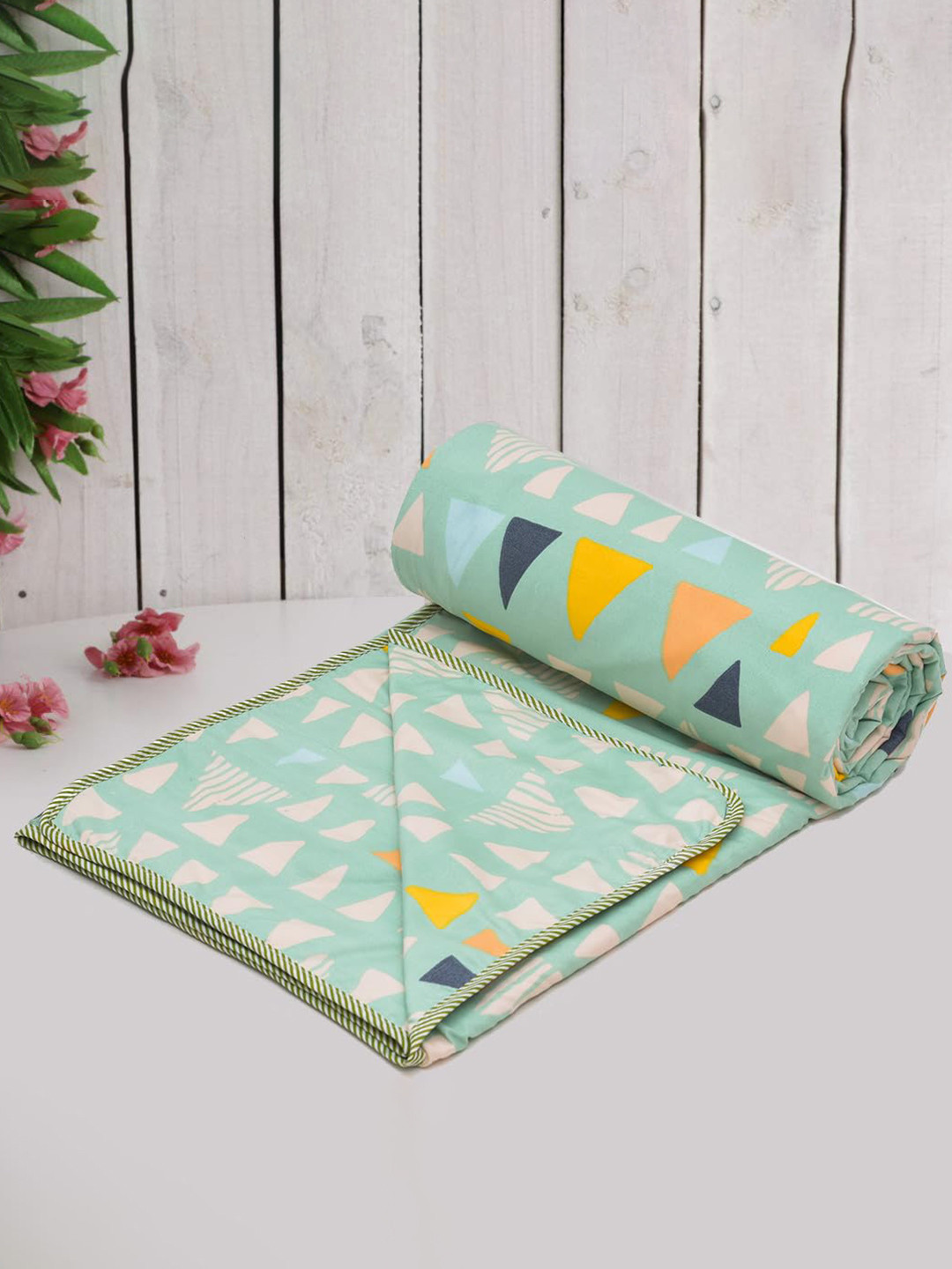 RRC Green Microfiber Cotton Lightweight AC Room 120 GSM Reversible Single Bed Dohar