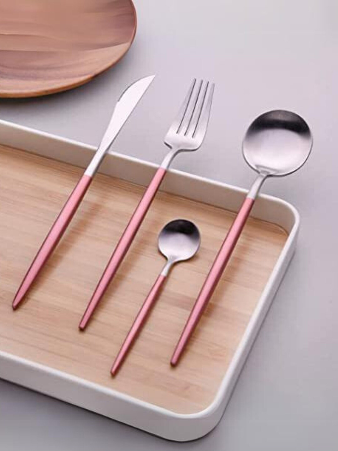 YELONA Pink 4 Pieces Stainless Steel Cutlery Set