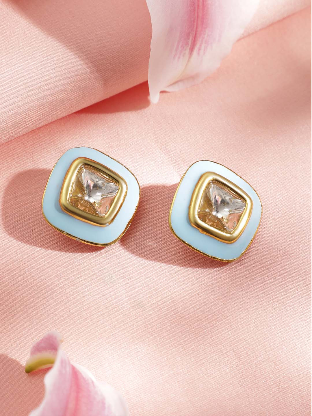 Rubans 22K Antique Gold-Plated Geometric Studs Earrings