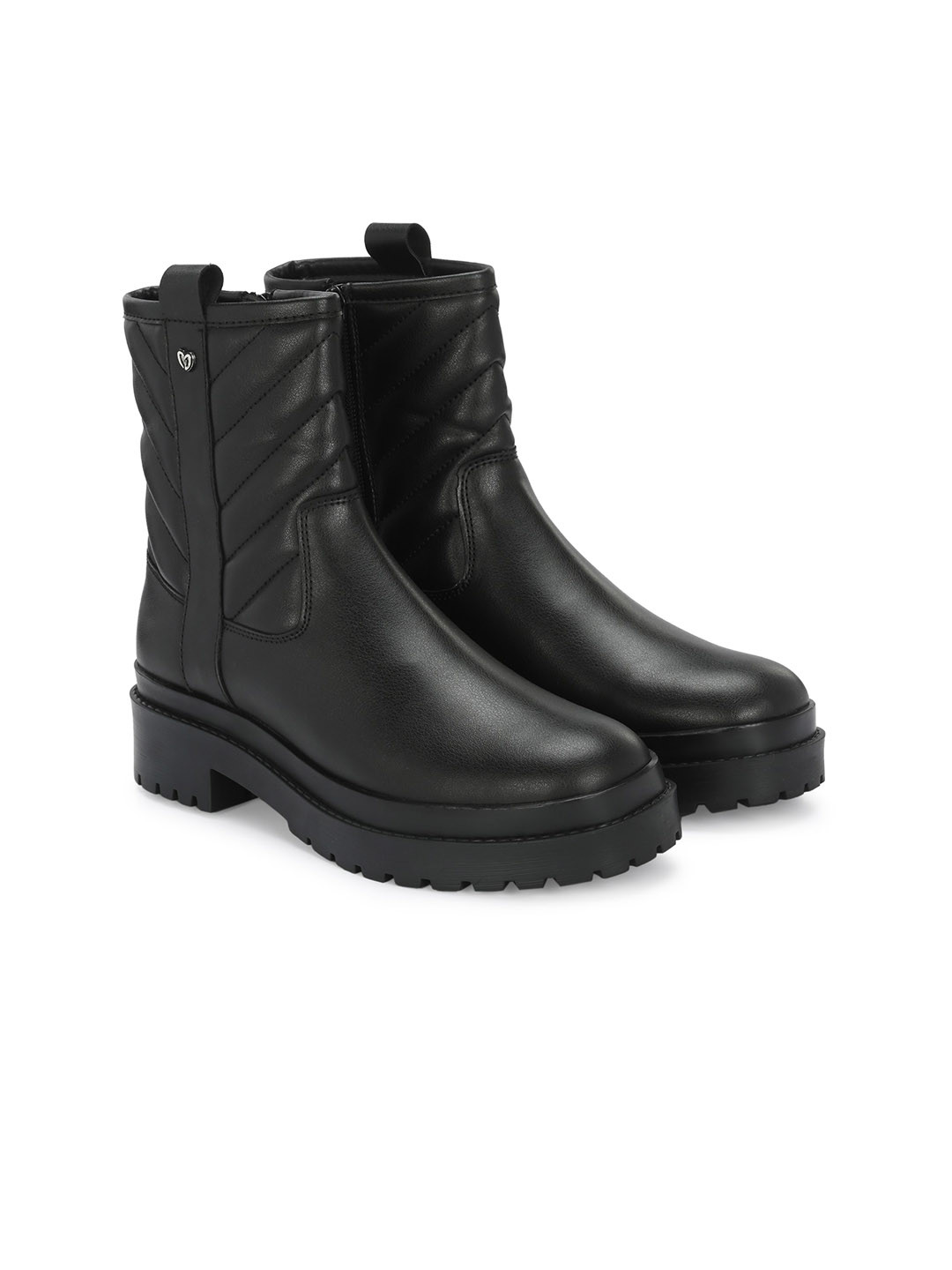 Delize Women Quilted Heeled Mid-Top Regular Boots