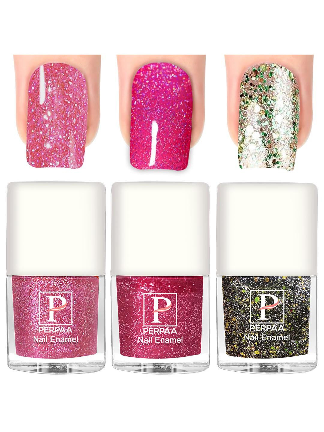 PERPAA 3Pcs Long Lasting Gel Nail Polish - 5ml Each - Baby Pink, Light Pink, Green