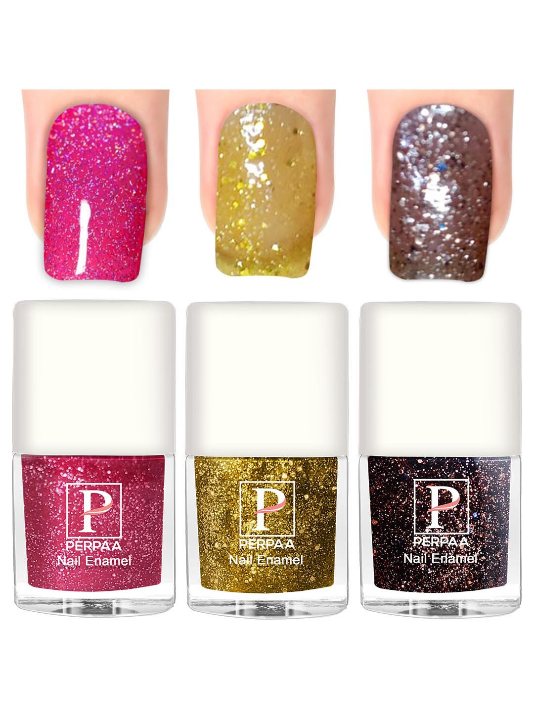 PERPAA 3Pcs Long Lasting Gel Nail Polish - 5ml Each - Light Pink, Yellow, Brown