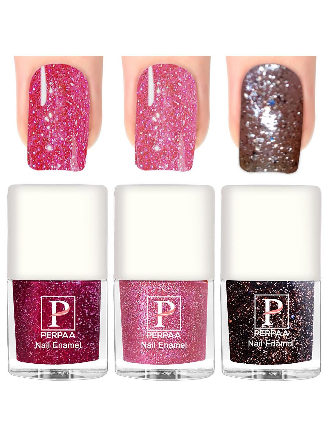 PERPAA Set Of 3 Glitter Light Reflective UV Gel Nail Polish 5ml Each - Shades 96-97-95