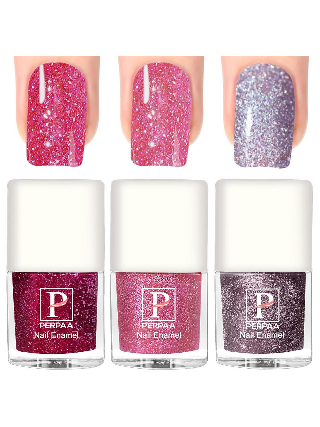 PERPAA Set Of 3 Glitter Light Reflective UV Gel Nail Polish 5ml Each - Shades 96-97-94