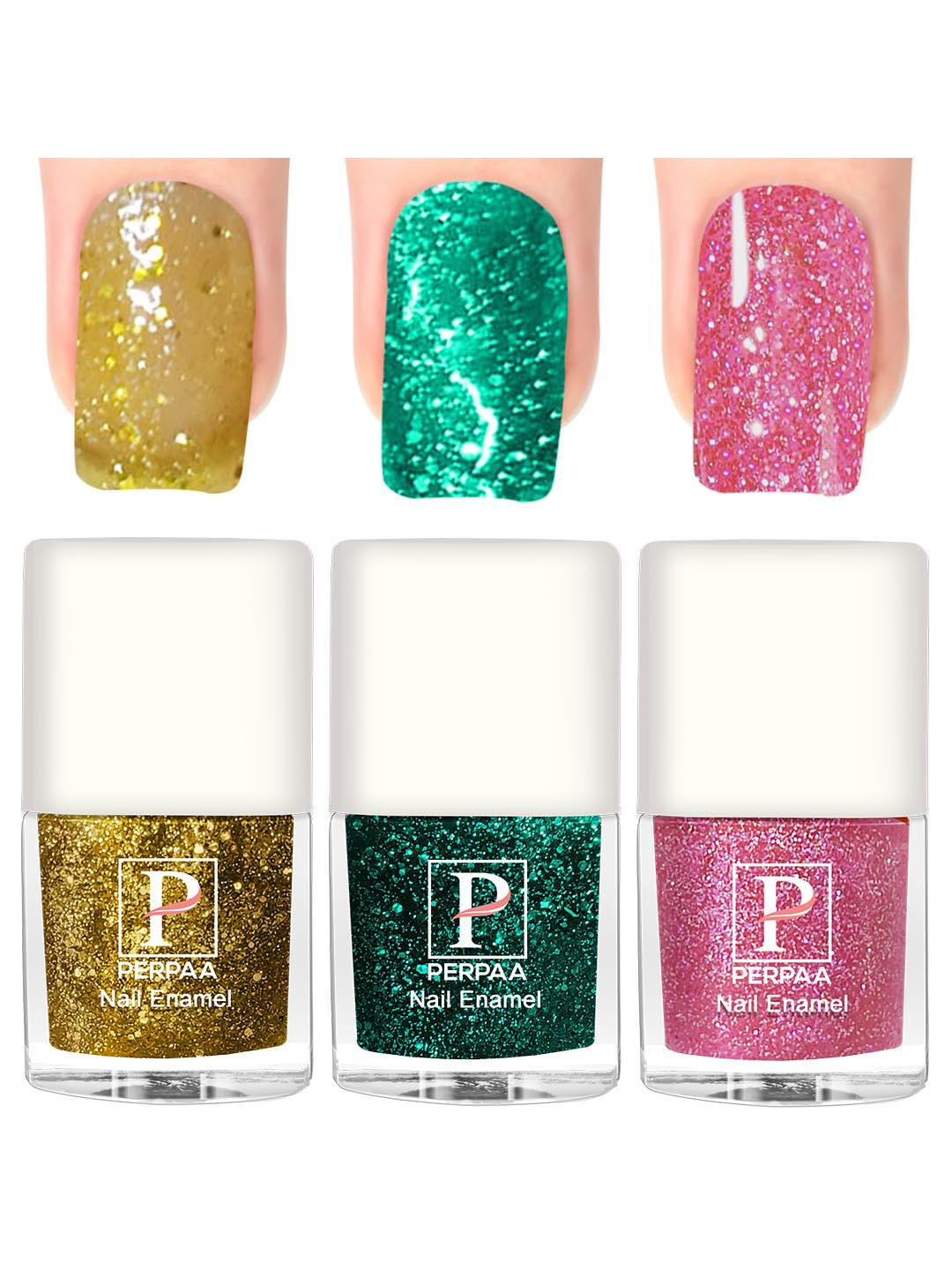 PERPAA Set Of 3 Glitter Light Reflective UV Gel Nail Polish 5ml Each - Shades 99-100-97