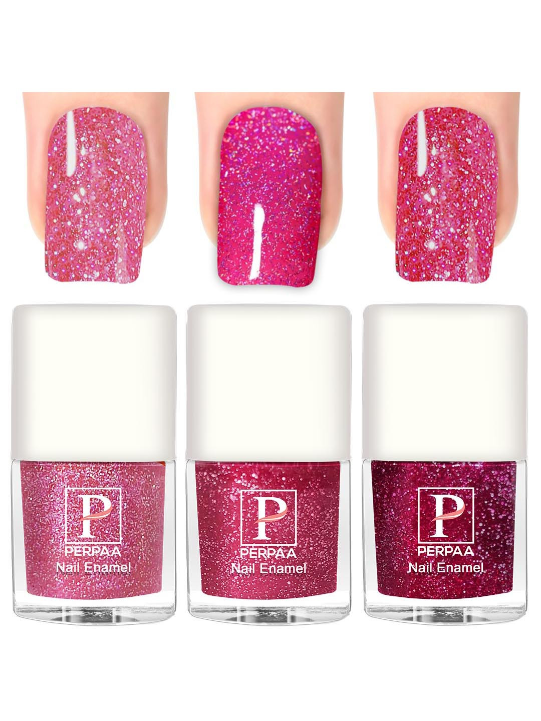 PERPAA Set Of 3 Glitter Light Reflective UV Gel Nail Polish 5ml Each - Shades 97-98-96