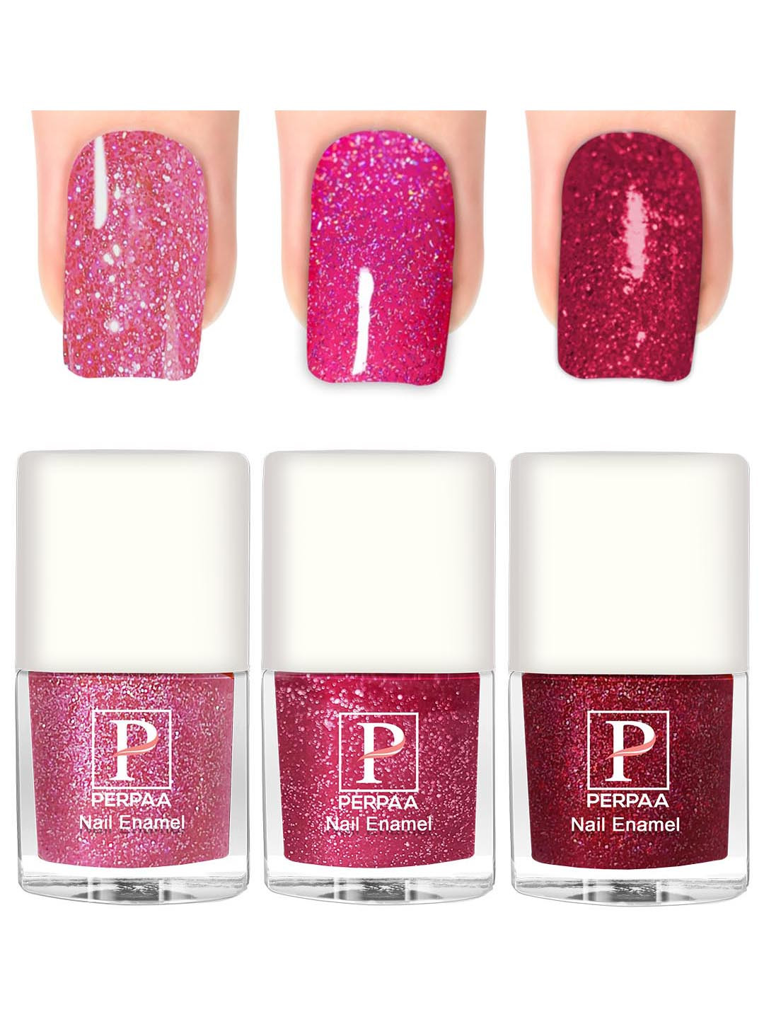 PERPAA Set Of 3 Glitter Light Reflective UV Gel Nail Polish 5ml Each - Shades 97-98-90