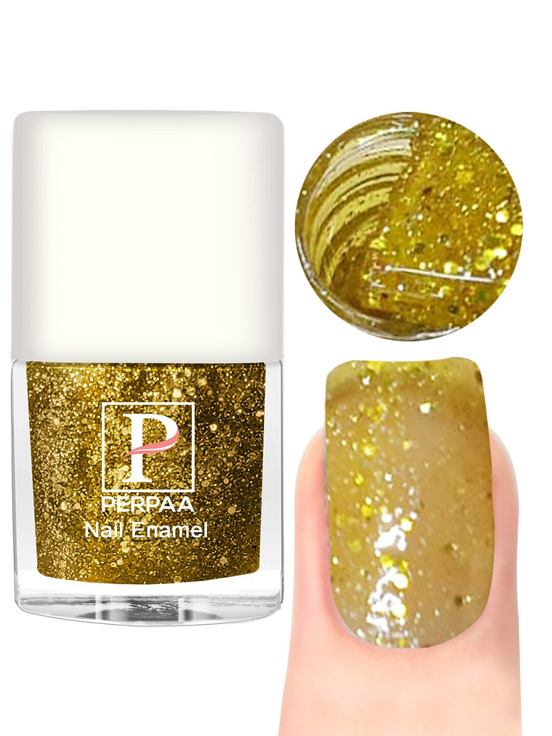 PERPAA Set Of 3 Glitter Light Reflective Flashing Sparkly Gel Nail Polish - 5ml Each