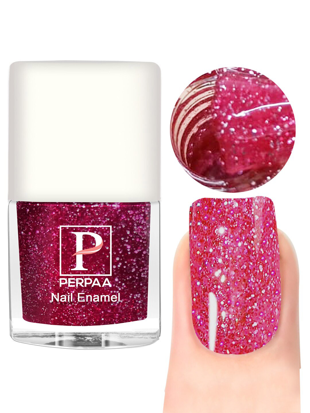 PERPAA Set Of 3 Glitter Light Reflective Flashing Sparkly Gel Nail Polish - 5ml Each