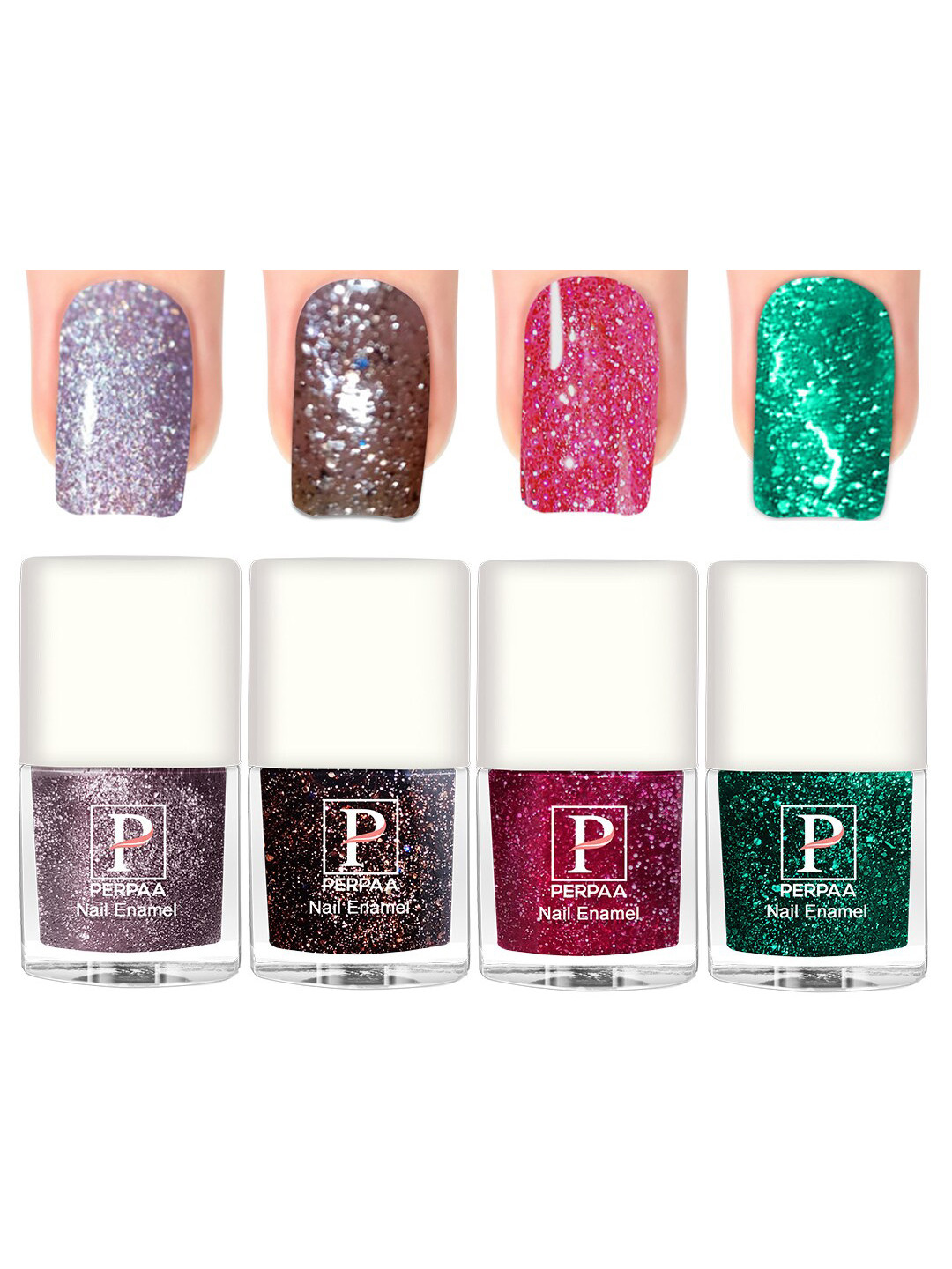 PERPAA 4Pcs Long Lasting Gel Nail Polish - 5ml Each - Lavender, Brown, Pink, Dark Green