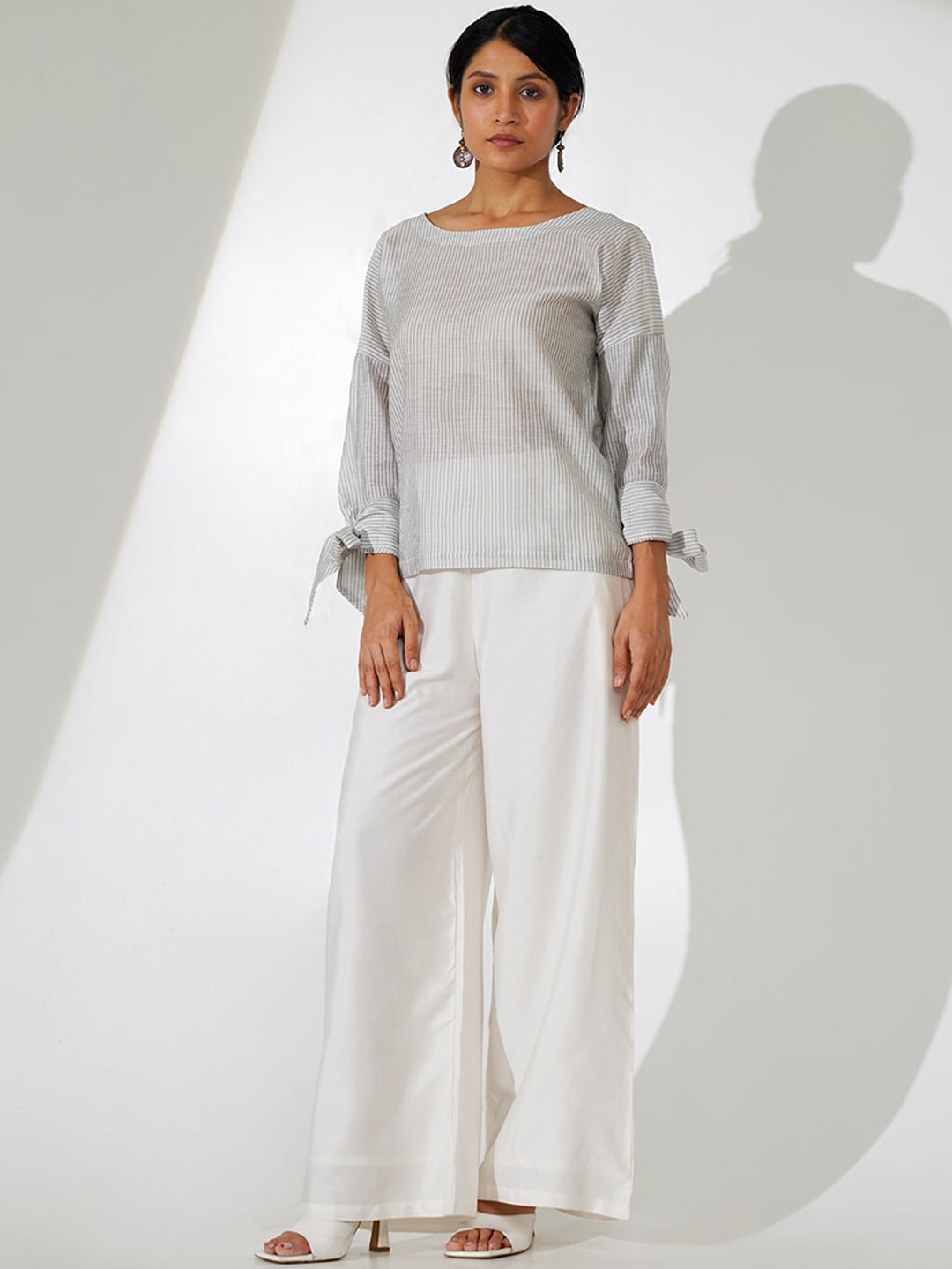 indy Raaga Striped Round Neck Top & Palazzos