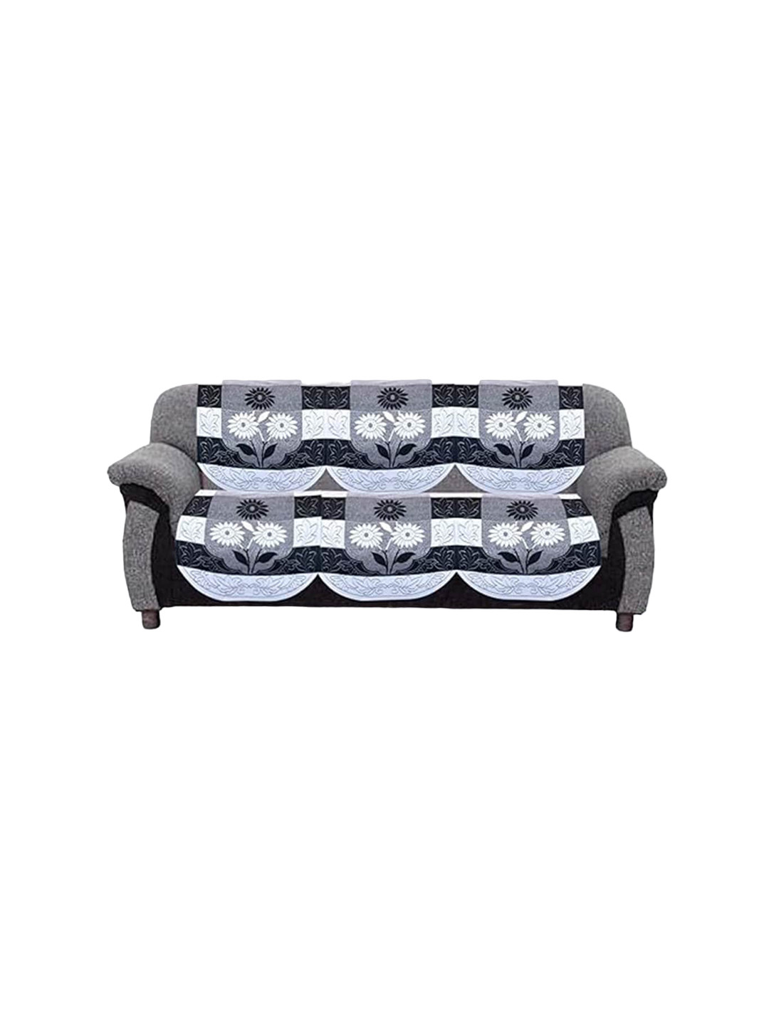Kuber Industries Black 2 Pieces Cotton 3 Seater Sofa Covers