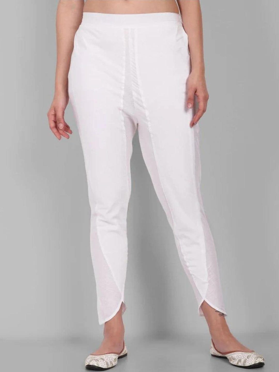 Mera Rang Women Mid Rise Pure Cotton Tulip Cigarette Trousers