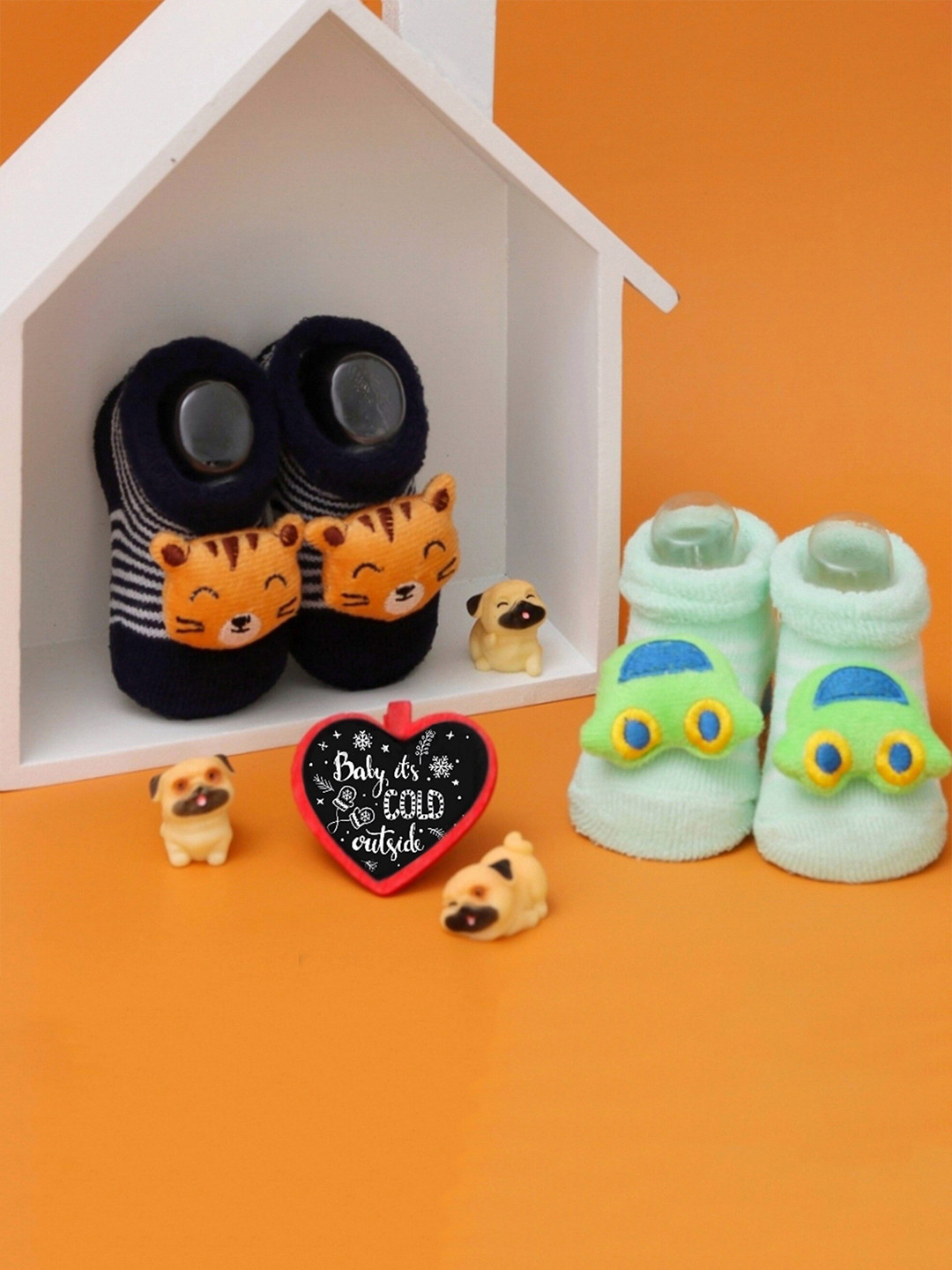 Yellow Bee Infant Boys Pack Of 2 Cotton Ankle Length Toy Socks